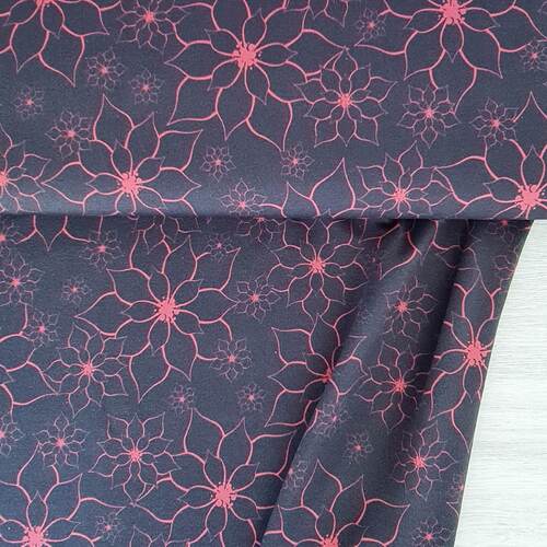European Modal Blend French Terry Knit, Graceful Bloom Navy/Fuchsia