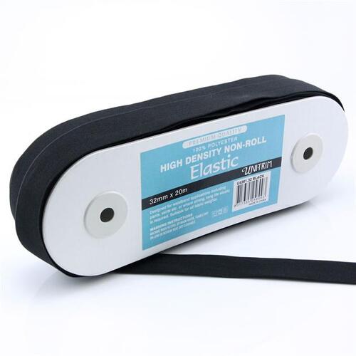 *2 PIECE REMNANT* Elastic, Uni-Trim High Density 32mm - Black, per metre