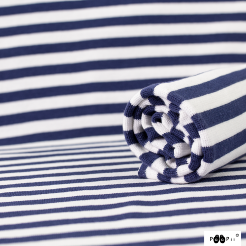 PaaPii Design, Ribbing GOTS Organic, Blueberry/White Striped