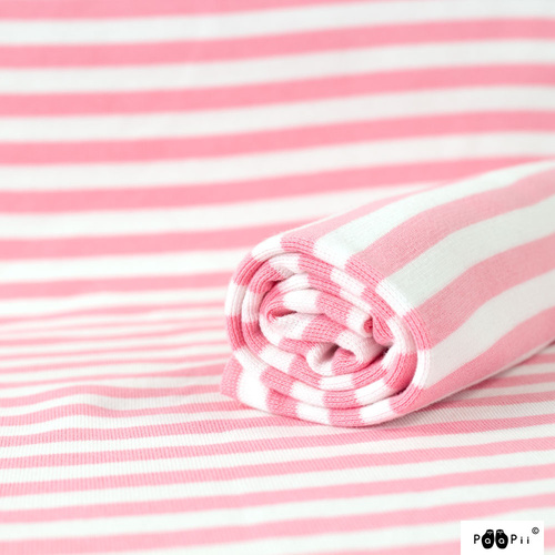 PaaPii Design, Ribbing GOTS Organic Light Pink/White Striped