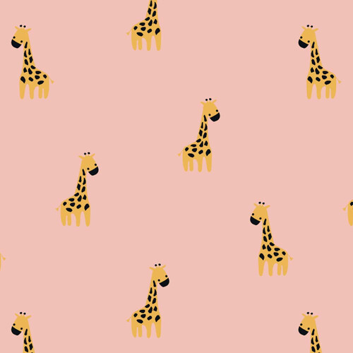 European Cotton Elastane Jersey, Oeko-Tex, Baby Giraffes Peachy Pink
