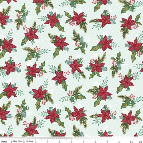 Riley Blake Designs, Christmas Village, Winter Blooms Mint