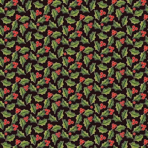 Benartex Fabrics, Merry & Bright, Jolly Holly Black