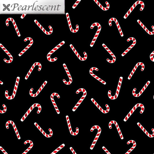 Benartex Fabrics, Merry Gnomeville, Candy Cane Celebration Black