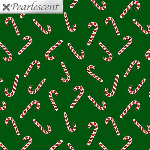 Benartex Fabrics, Merry Gnomeville, Candy Cane Celebration Forest Green