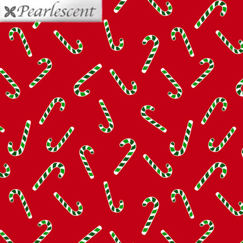 Benartex Fabrics, Merry Gnomeville, Candy Cane Celebration Red