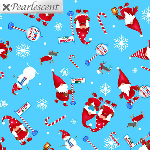 Benartex Fabrics, Merry Gnomeville, Tossed Merry Gnomes Blue