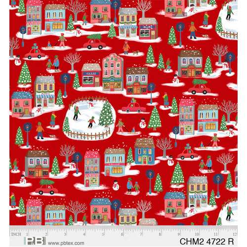 P&B Textiles, Christmas Miniatures II, Winter Scene Red