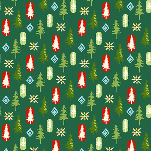 Andover Fabrics, O Christmas Tree, Mod Trees Hunter Green