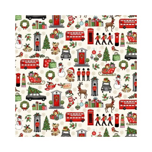 Makower UK, London Christmas, London Icons Cream Metallic