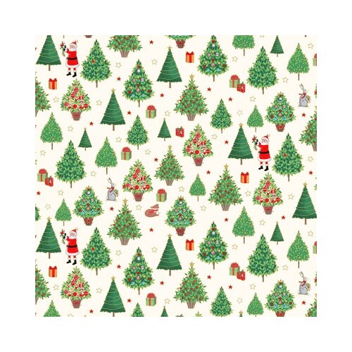Makower UK, Merry Christmas, Christmas Trees White Metallic