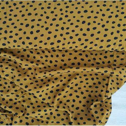 European Woven Viscose, Oeko-Tex, Dots Brass Black