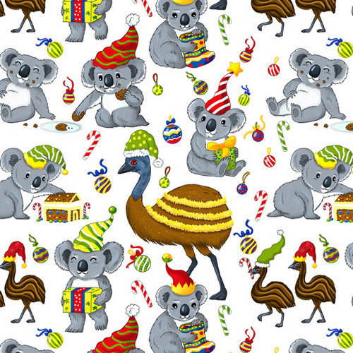 KK Fabrics, A Wild & Colourful Christmas, Koala's White