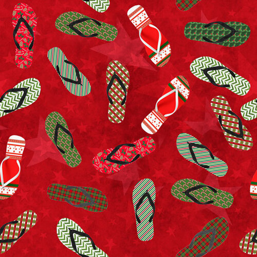 KK Fabrics, Christmas in Oz, Thongs Allover Red
