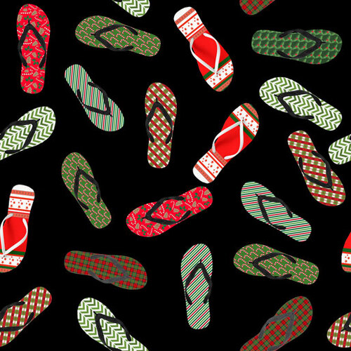 KK Fabrics, Christmas in Oz, Thongs Allover Black