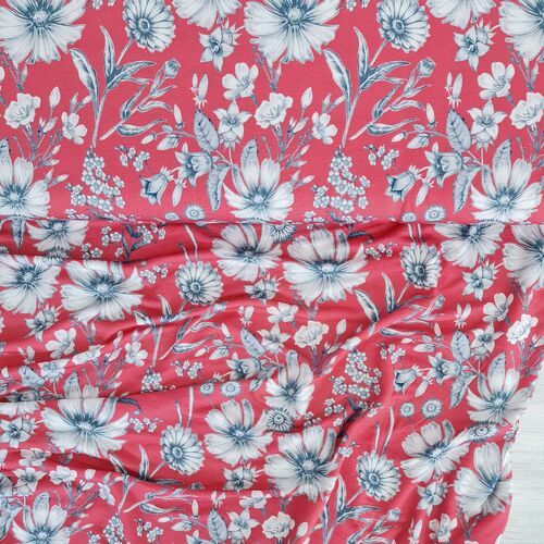 European Viscose Jersey Knit, Flowers Red