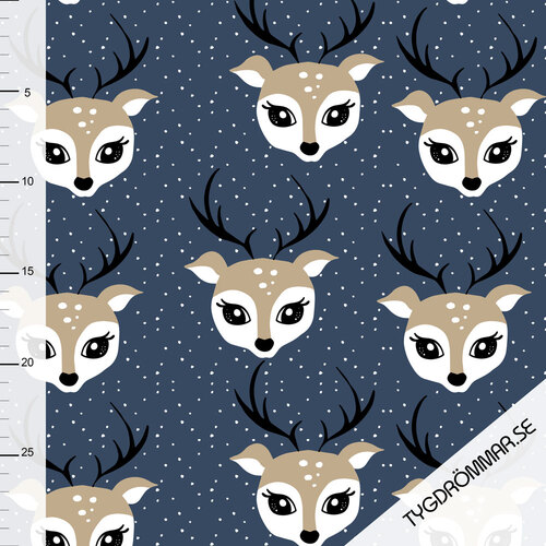 Tygdrommar, GOTS Organic Jersey, Debbie Deer Dark Blue
