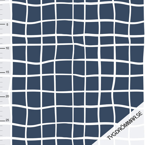 Tygdrommar, GOTS Organic Jersey, Grid Dark Blue