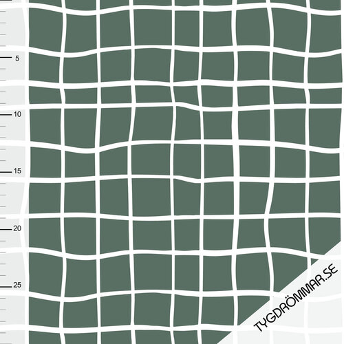 Tygdrommar, GOTS Organic Jersey, Grid Forest Green