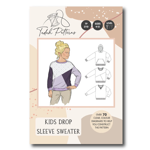Tadah Patterns, Kids Drop Sleeve Sweater Sewing Pattern
