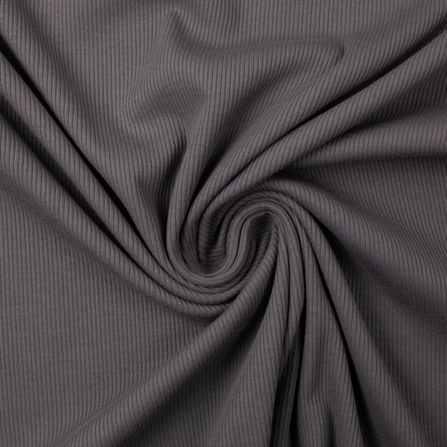 European Fine Ribbed Jersey Knit, Oeko-Tex, Warm Charcoal