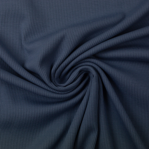 *REMNANT 42cm* European Fine Ribbed Jersey Knit, Oeko-Tex, Denim Blue