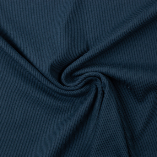 *REMNANT 47cm* European Fine Ribbed Jersey Knit, Oeko-Tex, Petrol Blue