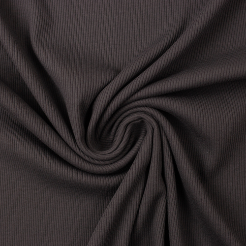 European Fine Ribbed Jersey Knit, Oeko-Tex, Charcoal Grey