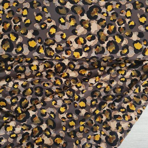 European Viscose Jersey Knit, Oeko-Tex, Golden Leopard