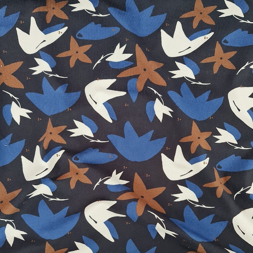 *REMNANT 41cm* European Cotton Elastane Jersey, Oeko-Tex, Starfruit Blue Multi