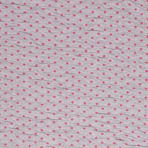 European Double Sided Cotton Jersey Ripple Knit, Dots Strawberry