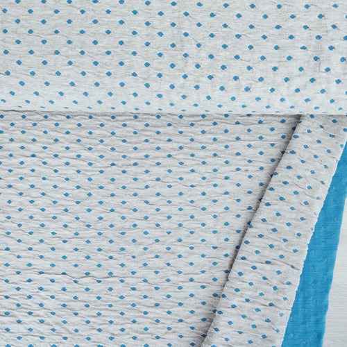 European Double Sided Cotton Jersey Ripple Knit, Dots Bondi Blue