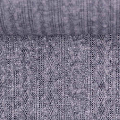 European Cable Jersey Knit, Melange Dark Blue