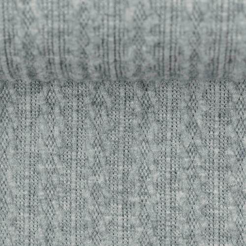 European Cable Jersey Knit, Melange Light Grey