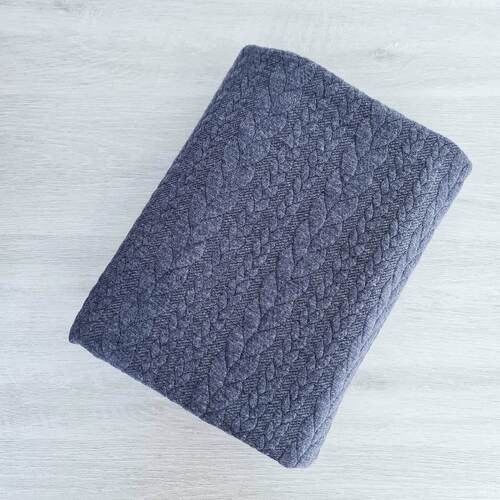 European Cable Sweater Knit, Melange Indigo Blue