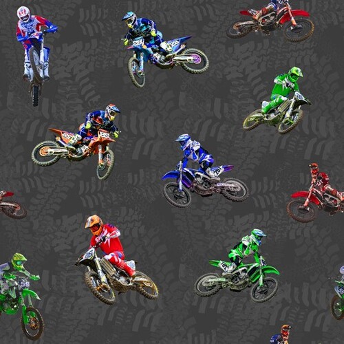 KK Fabrics, Motocross Maniacs, Dirt Bikes Charcoal