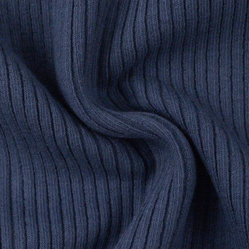 European Ribbing, Oeko-Tex, Heavy Weight Chunky, Ribbed Denim Blue