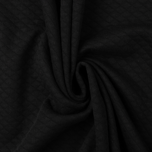 *REMNANT 44cm* European Quilted Knit, Oeko-Tex, Diamonds, Black