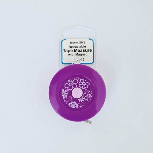 Metro Retractable Tape Measure with Magnet, Colour: Purple