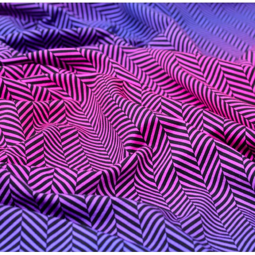 European Knit, Oeko-Tex French Terry Cosy, Small Zig+Zag Purple Pink Ombre