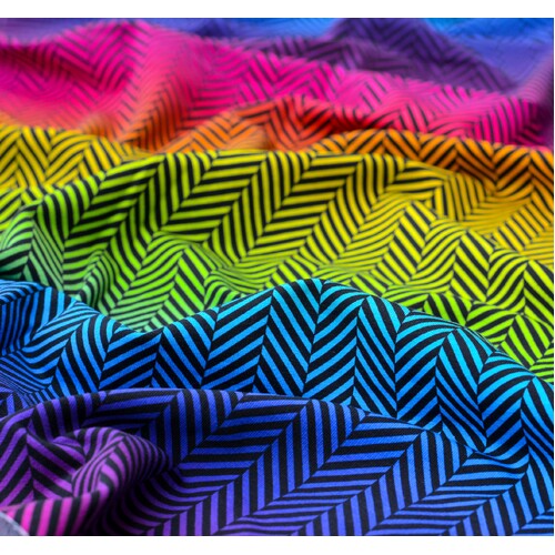 European Knit, Oeko-Tex French Terry Cosy, Small Zig+Zag Rainbow Ombre