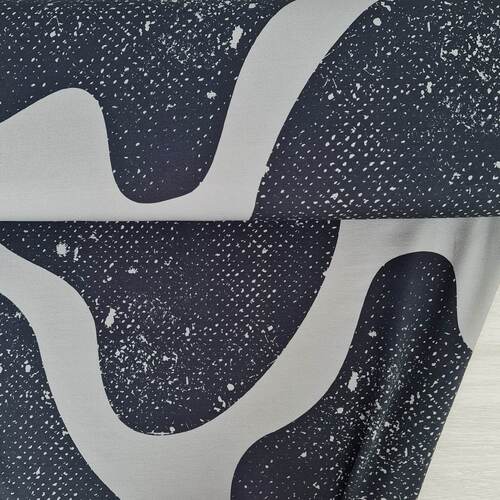 European Modal Blend French Terry Knit, Mega Shapes Grey