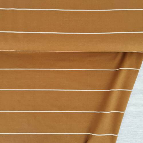 European Knit, Oeko-Tex French Terry, Wide Lines Dark Ochre (Extra Wide)