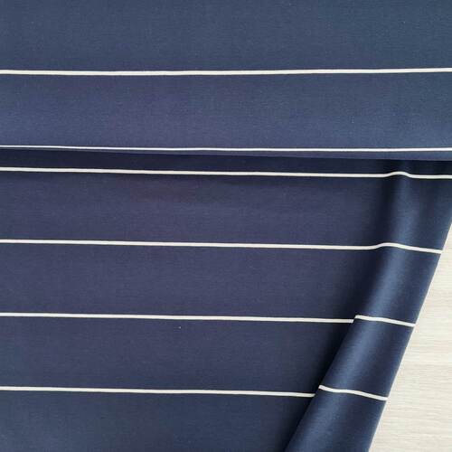 European Knit, Oeko-Tex French Terry, Wide Lines Denim Blue (Extra Wide)