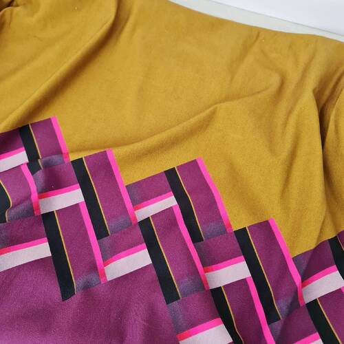 European Knit, Oeko-Tex French Terry, Geometric Border Print