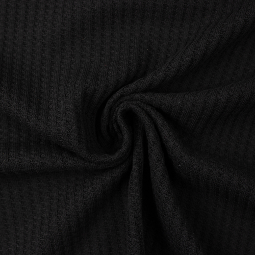 European Loose Weave Waffle Knit, Oeko-Tex, Black