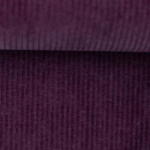 *REMNANT 98cm* European Stretch Velour Corduroy Jersey, Eggplant