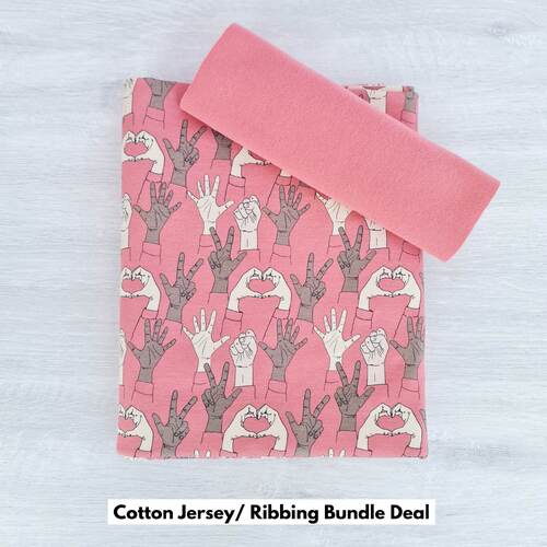 *BUNDLE DEAL 2 PIECE* European Cotton Elastane Jersey, Oeko-Tex, No Words Needed Coral / Coral Ribbing