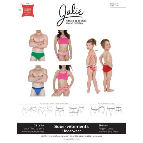 Jalie Sewing Patterns, 3242 Underwear For Men, Women & Children 