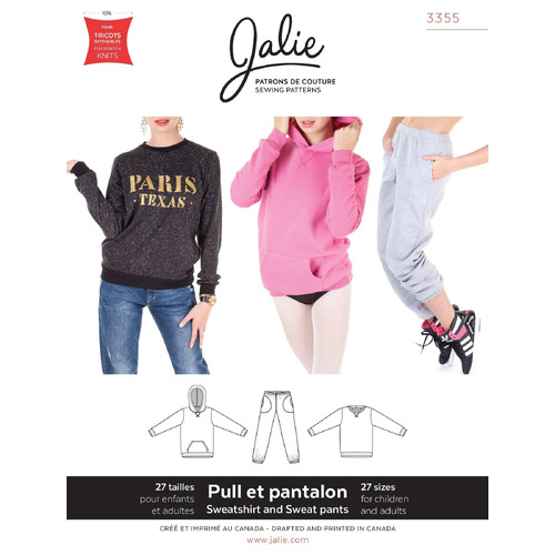 Jalie Sewing Patterns, 3355 Sweatshirt, Hoodie & Sweat Pants